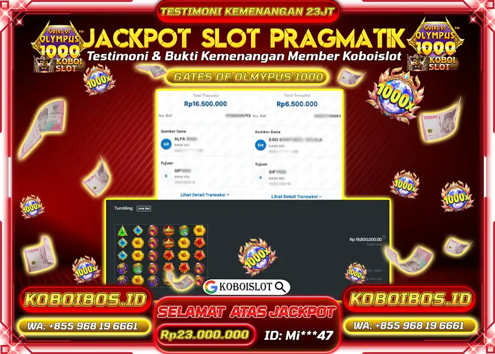 BUKTI KEMENANGAN SLOT GACOR GATES OF OLYMPUS 1000 Rp23.000.000,- LUNAS