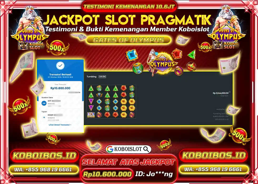 BUKTI KEMENANGAN SLOT GACOR GATES OF OLYMPUS Rp10.600.000,- LUNAS