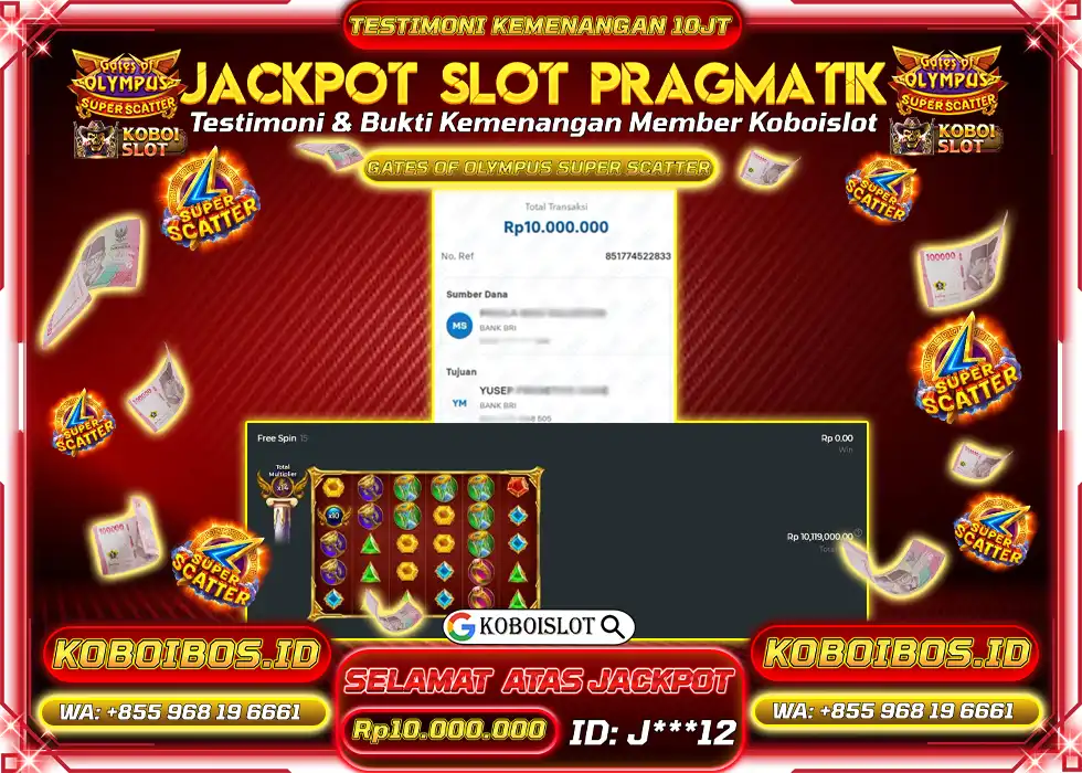BUKTI KEMENANGAN SLOT GACOR GATES OF OLYMPUS SUPER SCATTER J*** Rp10.000.000,- LUNAS