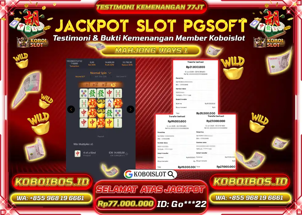 BUKTI KEMENANGAN SLOT GACOR MAHJONG WAYS 1 Rp77.000.000,- LUNAS