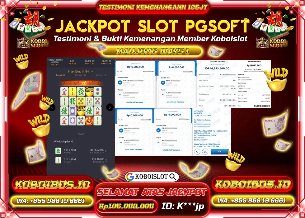 BUKTI KEMENANGAN SLOT GACOR MAHJONG WAYS 1 Rp106.000.000,- LUNAS