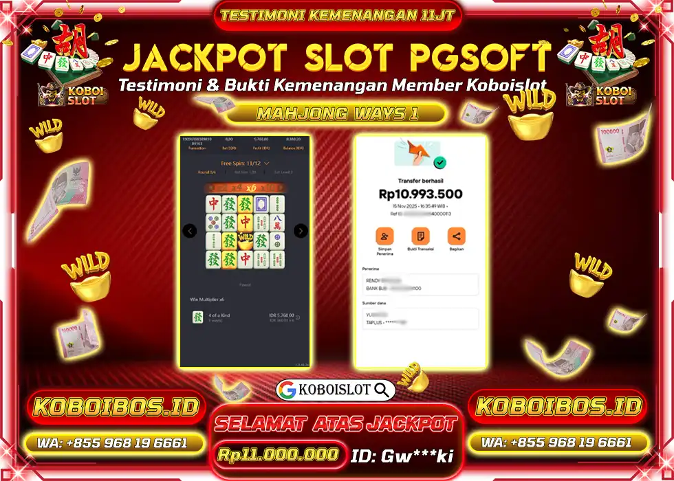 BUKTI KEMENANGAN Gw*** SLOT GACOR MAHJONG WAYS 1 Rp11.000.000,- LUNAS