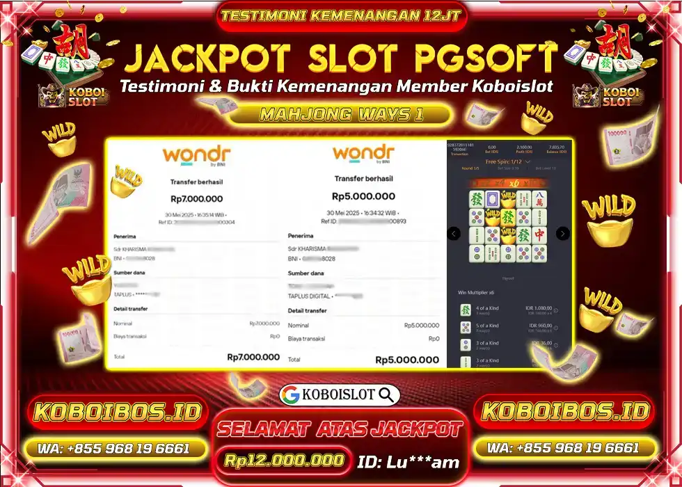 BUKTI KEMENANGAN SLOT GACOR MAHJONG WAYS 1 Rp12.000.000,- LUNAS