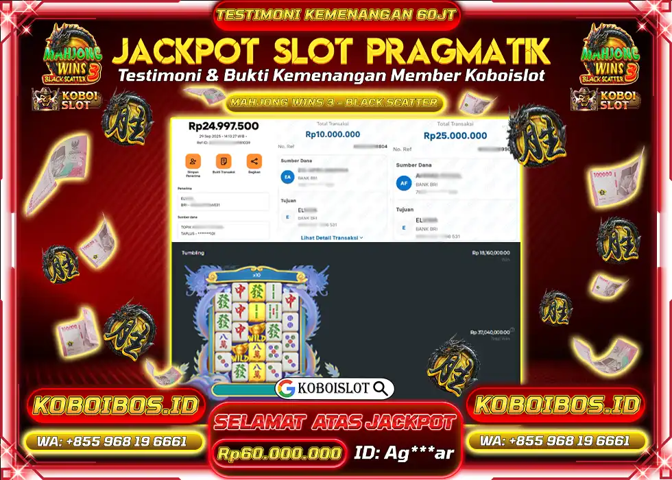 BUKTI KEMENANGAN SLOT GACOR MAHJONG WINS 3 - BLACK SCATTER Rp60.000.000,- LUNAS