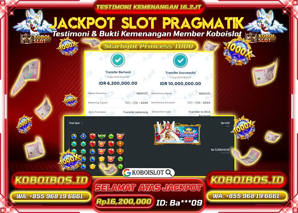 BUKTI KEMENANGAN SLOT GACOR STARLIGHT PRINCESS 1000 Rp16.200.000,- LUNAS