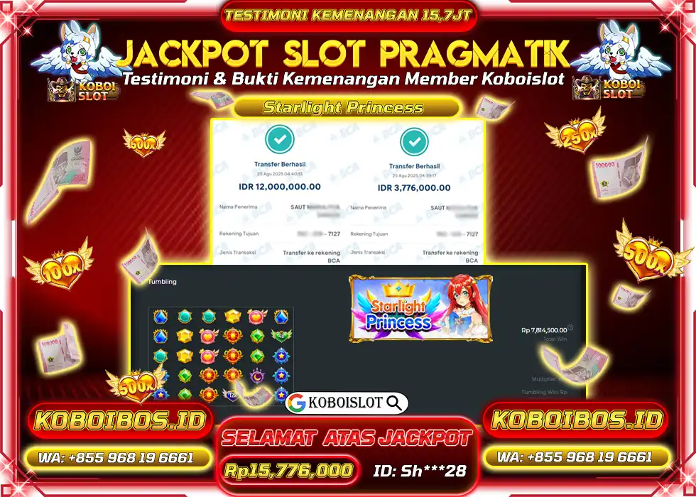 BUKTI KEMENANGAN SLOT GACOR STARLIGHT PRINCESS Rp15.776.000,- LUNAS