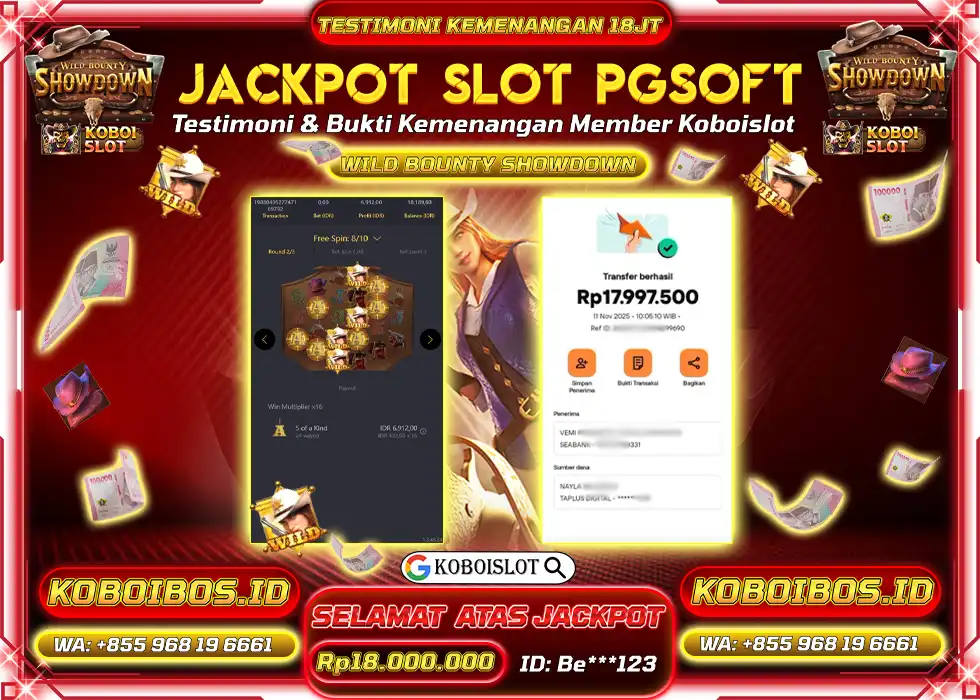 BUKTI KEMENANGAN Be*** SLOT GACOR WILD BOUNTY SHOWDOWN Rp18.000.000,- LUNAS