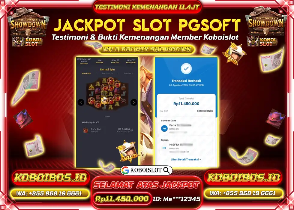 BUKTI KEMENANGAN SLOT GACOR WILD BOUNTY SHOWDOWN Rp11.450.000,- LUNAS