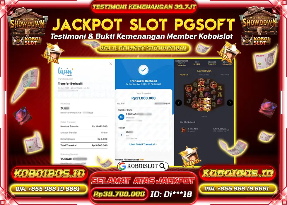 BUKTI KEMENANGAN SLOT GACOR WILD BOUNTY SHOWDOWN Rp39.700.000,- LUNAS