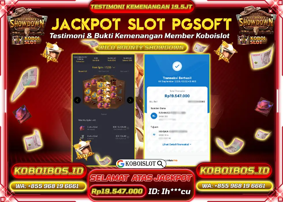 BUKTI KEMENANGAN SLOT GACOR WILD BOUNTY SHOWDOWN Rp19.547.000,- LUNAS