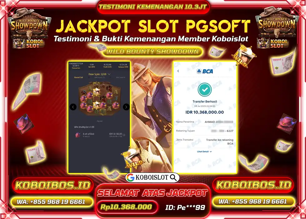 BUKTI KEMENANGAN SLOT GACOR WILD BOUNTY SHOWDOWN Rp10.368.000,- LUNAS